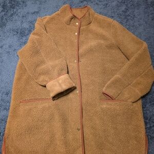 Old Navy Tan Teddy Jacket with Red Details